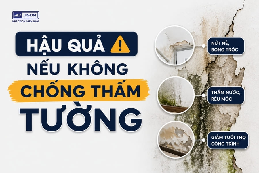 tường thấm nặng nếu không chống thấm 