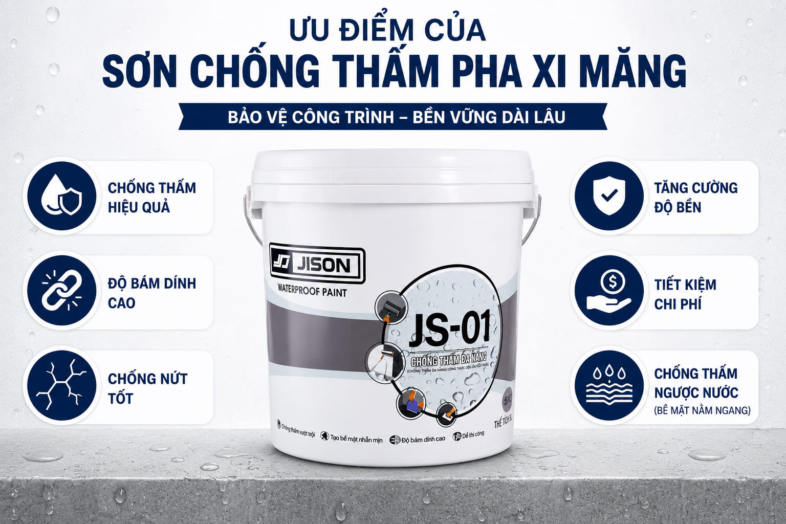 ưu điểm sơn chống thấm pha xi măng