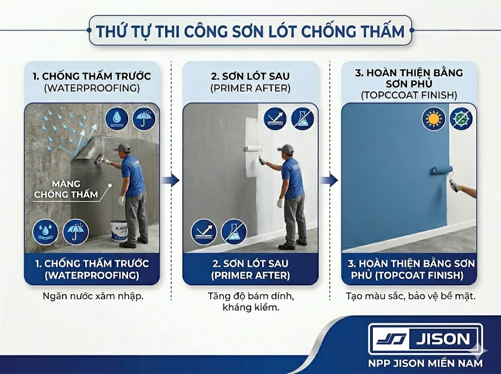 thứ tự thi công sơn lót
