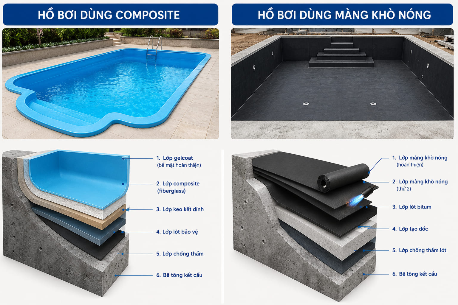 phương pháp chống thấm hồ bơi